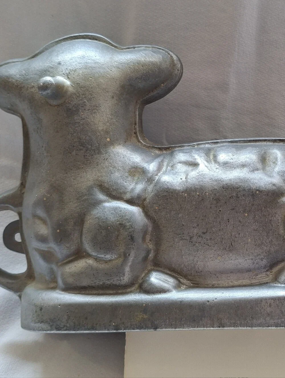 Vintage 1950s Cast Aluminum 3D Lamb Cake Mold With Recipe